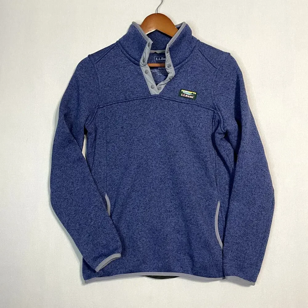 L.L. Bean Men's Sweater Fleece Snap Pullover Purple‎ Regular - Size S